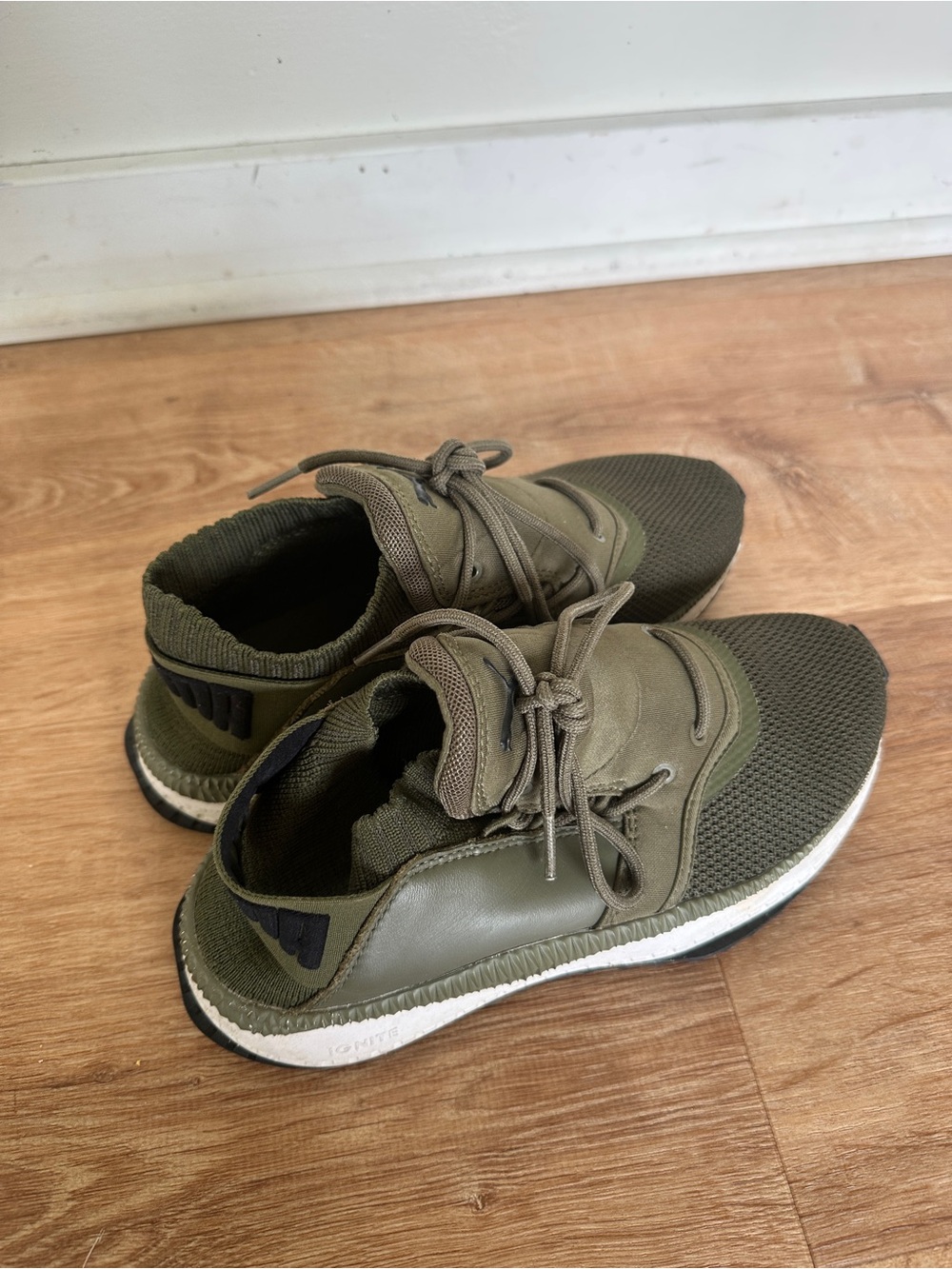 Women’s Puma Olive Green Knit Athletic Sneakers